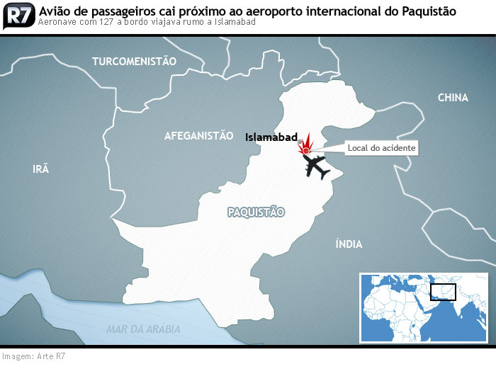 Avião de passageiros cai próximo ao aeroporto internacional do Paquistão