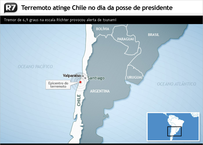 terremoto de 6,9 no Chile na posse do Pi�era